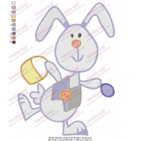 Rabbit Holding a Basket Embroidery Design